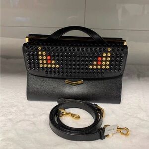 Fendi Black Crossbody Bag with Gold and Red Studs